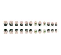 Premere Le Unghie Shamrock Disegni Chiodi artificiali francesi Chiodi acrilici artificiali Chiodi artificiali Unghie artificiali Colla sulle unghie Unghie artificiali quadrate