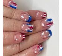 Premere Nails 4 Luglio False Indipendence Day Gues On Patriotic Full Covers Independence Day Tip On Nail
