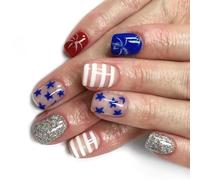 Premere Nails 4 Luglio False Indipendence Day Gues On Patriotic Full Covers Independence Day Tip On Nail