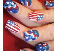 Premere On Nails 4 Luglio False Indipendence Day Gues On Patriotic Full Covers Artificial Nail