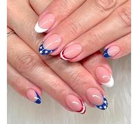 Premere On Nails 4 Luglio False Indipendence Day Gues On Patriotic Full Covers Artificial Nail