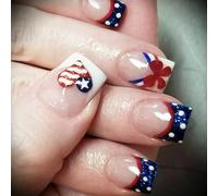 Premere On Nails 4 Luglio False Indipendence Day Gues On Patriotic Full Covers Artificial Nail