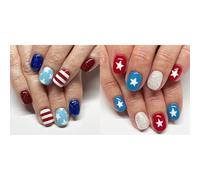 Premere On Nails 4 Luglio Finta Giornata Indipendenza Gues False Coperture Complete Patriottiche Gues Unghie