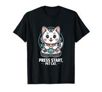 Premere Start Pet Cat Gamer Console Maglietta