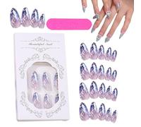 Premere su chiodi di , forma di Premere su unghie - 12 taglie da glitter un chiodi press-on - 24x decorazioni di unghie lucide in rombus per le vacanze per il ballo per le vacanze da ballo