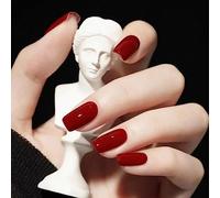 Premere su chiodi medium, 24 pezzi di navighi falsi francesi su unghie finte lucide quadrate con design del bordo bianco, colla nuda su unghie a copertina piena bastoncino acrilico su unghie per donne