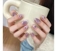 Premere Su Unghie Quadrate Finte Unghie Con Farfalle Disegni Gatti Occhi Lucido Bacchetta Su Chiodi Colla Su Chiodi Acrilici Per Le Donne