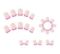 Premere Su Unghie Rosa Finte Unghie Quadrate Francesi Pizzo Coprire Con Disegni 24 Pezzi Prigione Per Le Donne Acrilico Finte Punte Unghie Finte