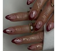 Premere sulle unghie corte mandorle finte francesi coperture complete acriliche false sfumature disegni falso per le donne colle acriliche sul chiodo per le donne trasparente