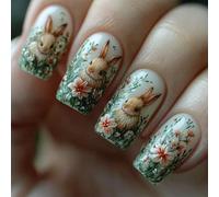 Premere sulle unghie corte punta francese punte quadrate falso falso con disegni coperture complete acrilico sul chiodo bara mandorla punta francese sull'unghia