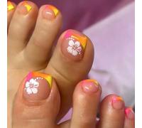 Premere sulle unghie dei piedi Primavera Estati Colle sulle unghie dei piedi 24 pezzi Riutilizzabili UVS Finitura Unghie Finte Acrilico Per Le Donne Colle Del Piede Unghie Per Le Donne Punta