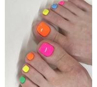 Premere sulle unghie dei piedi Primavera Estati Colle Sulle Unghie Della Punta 24pcs Riutilizzabili UVS Finitura Unghie Finte Acrilico Per Le Donne Premere Le Unghie Dei