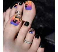 Premere sulle unghie dei piedi Spring Summers Colla sulle unghie dei piedi, 24 pezzi, Riutilizzabile UV Finto Nails Acrilico False Nails Per Le Donne
