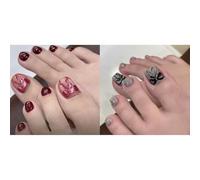 Premere sulle unghie dei piedi Spring Summers Colla sulle unghie dei piedi 48pcs riutilizzabili UV unghie finite acrilico false unghie per le donne