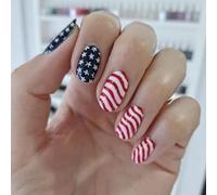 Premere sulle unghie finte Giorno dell'Indipendenza Colle Artificiali Su Piazza Falso 4 luglio Manicure Decors Colle