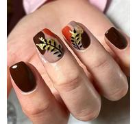 Premere sulle unghie manicure lamina d'oro glitter design autunno inverno colore modello riutilizzabile unghie artificiali dimensioni assortite unghie finte con glitter