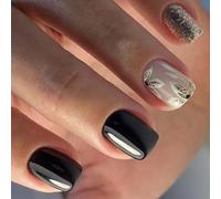 Premere sulle unghie punta francese punte quadrate disegni falso acrilico artificiale coperture complete false colle sul chiodo per le donne trasparente