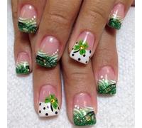 Premere sulle unghie Set Stick On Nails Verde Shamrock Unghie finte Party Nails Accessori Per Le Celebrazioni del Giorno di Patrizio