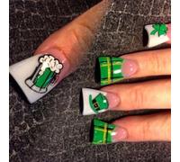 Premere sulle unghie Shamrock Designs Unghie finte francesi Unghie finte acriliche Unghie artificiali Colle sulle unghie Unghie Anatra