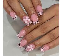 Premere sulle unghie. Unghie corte con pizzo francese. Unghie quadrate. Suggerimenti. Unghie finte con disegni. Chiodi acrilici con copertura completa