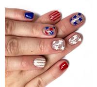 Premere sulle unghie unghie finte Giorno dell'indipendenza Colle artificiali su quadrato falso 4 luglio Manicure Decors Artificiale Unghie finte