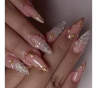 Premere sulle unghie Waterdrops Texture a forma di mandorla confortevole ABS non strumenti per l'uso quotidiano occasioni speciali ABS unghie finte