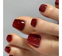 Premere Unghie Corta Finte Quadrate Punta Francese Punte Francese Punta Del Piede Per Donne 24 In 12 Dimensioni Gatti Occhi Basati Dei Piedi