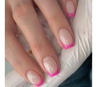 Premere Unghie Corto Quadrato Finto Coperte Complete False Con Stick Lucido A Strisce Per Donne Glossy Gluues Chiod