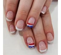 Premere Unghie FINUCE Nails Independence Day Gune Artificial On Nails False False Nails 4 ° Luglio DECORS GUE SULLA