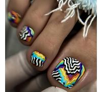 Premere Unghie Francese Brillante Punta In Piedi Con Un Chiodo Acrificiale Artificiale In Francese Finta Design Design