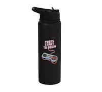 Premi Start per iniziare il controller da gioco retrò Art Stainless Steel Insulated Water Bottle
