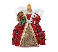 Premier 20cm Albero Top Angelo IN Tartan Rosso Con Piume Ali