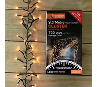 Premier 9,3 m 720 Vintage Gold LED Outdoor Multi-Action Cluster Supabrights con Timer