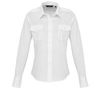 PREMIER - Camicia Stile Pilota Manica Lunga - Donna (50 IT (18 UK)) (Bianco)