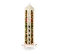 20cm Natale Avvento Candela Con Immagini su Vetro Vassoio - Crema o Rosso