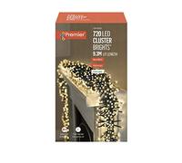 Premier Decorations - 720 Luci LED Cluster Multi Azione con Timer - Bianco Caldo
