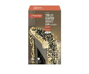 Premier Decorations - 720 Luci LED Cluster Multi Azione con Timer - Bianco Caldo