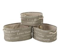 Premier English Word Set di 3 Cesti Ovali, Tela, Corda del Cotone, Lino, Naturale