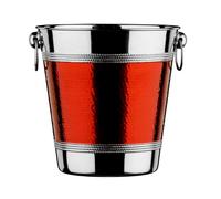 PREMIER Housewares 0507780 Secchiello per Champagne/Vino in Acciaio Inox Effetto Martellato Banda Rossa