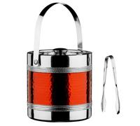 PREMIER Housewares 0507781 Secchiello per Il Ghiaccio, Acciaio Inox, Banda Effetto Martellato, Rosso