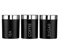 PREMIER Housewares 0508520 Set Barattoli di tè, caffè e Zucchero, Nero