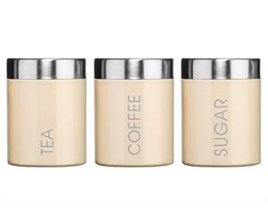 PREMIER Housewares 0508546 Set Barattoli per tè, caffè e Zucchero, Beige