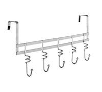 PREMIER Housewares 0509519 Appendiabiti da Porta Cromato, 5 Ganci per Porte Spesse 45 mm