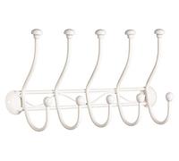 Premier Housewares 0509737 Appendiabiti Chic, 5 Ganci, Vite di Fissaggio, Verniciato a Polvere di Metallo Crema
