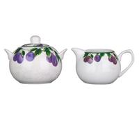Premier Housewares 0722455 Set Zucchero e Panna in Porcellana, Disegno Prugna
