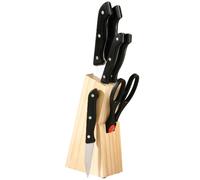 PREMIER Housewares 0907033 Set di Coltelli e Forbici, 6 Pezzi, Maniglie in Bachelite con Blocco di Legno