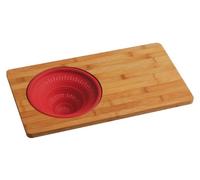 PREMIER Housewares 1103944 Tagliere con Scolapasta Pieghevole in Silicone, bambù