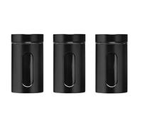 PREMIER Housewares 1209742 Set di 3 Barattoli di Stoccaggio, Smalto Nero, 1000 ml