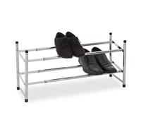 Premier Housewares Rastrelliera per scarpe cromata a 2 livelli, Estensibile, 36 x 113 x 22 cm