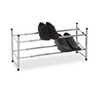 PREMIER Housewares 1900227 Scarpiera a 2 Livelli, Struttura Cromata Allungabile/Impilabile